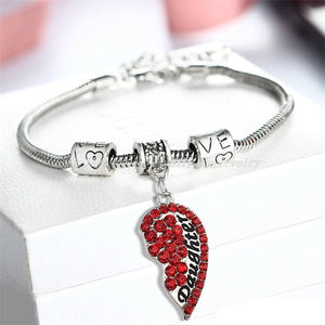 Crystal Rhinestone Heart Mother Daughter Bangles